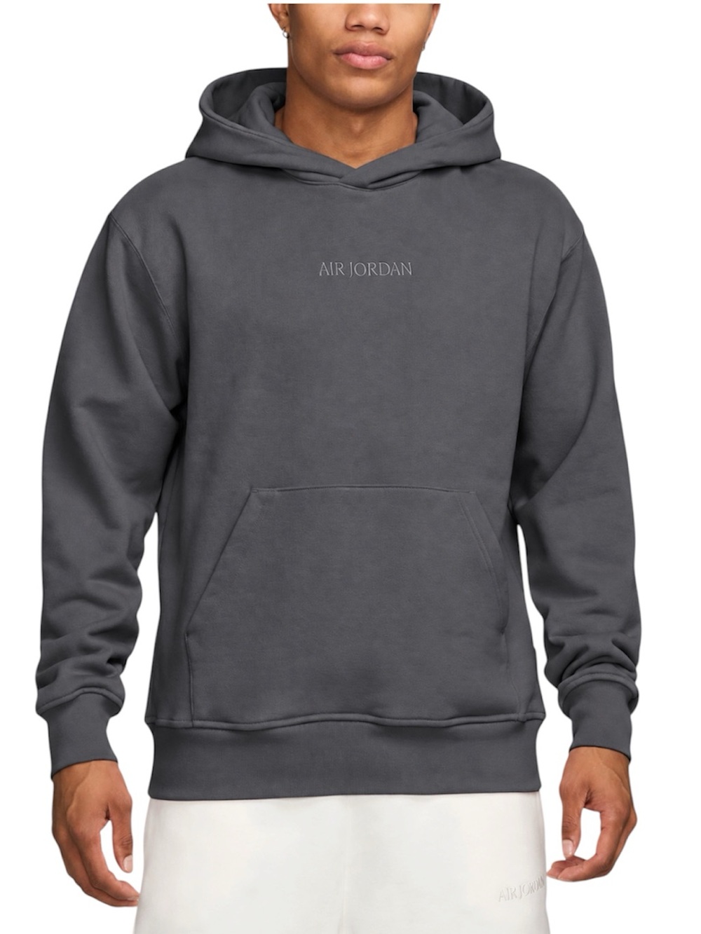 NWT $120 Nike Air Jordan Wordmark Men's Fleece Pullover Hoodie Medium Gray